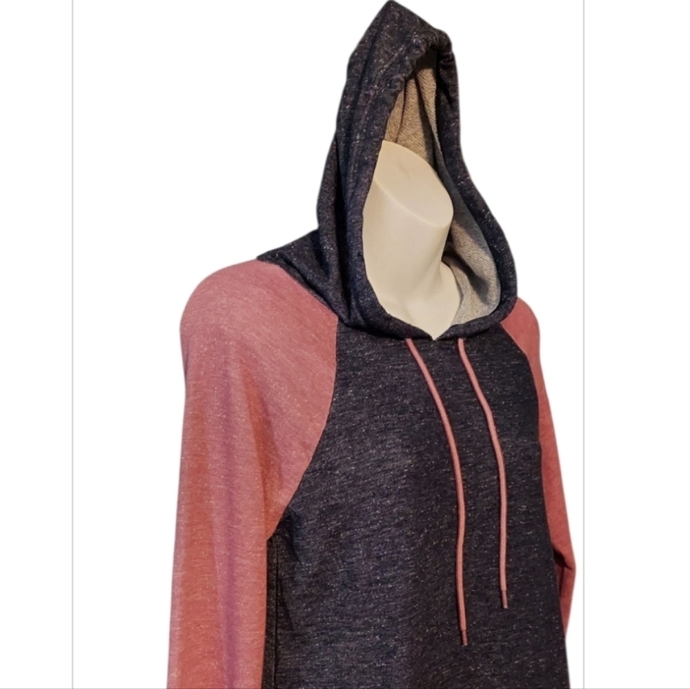 NWT Motherhood Pink and Blue Heather Colorblock Hoodie ~sz S Maternity - Picture 2 of 5